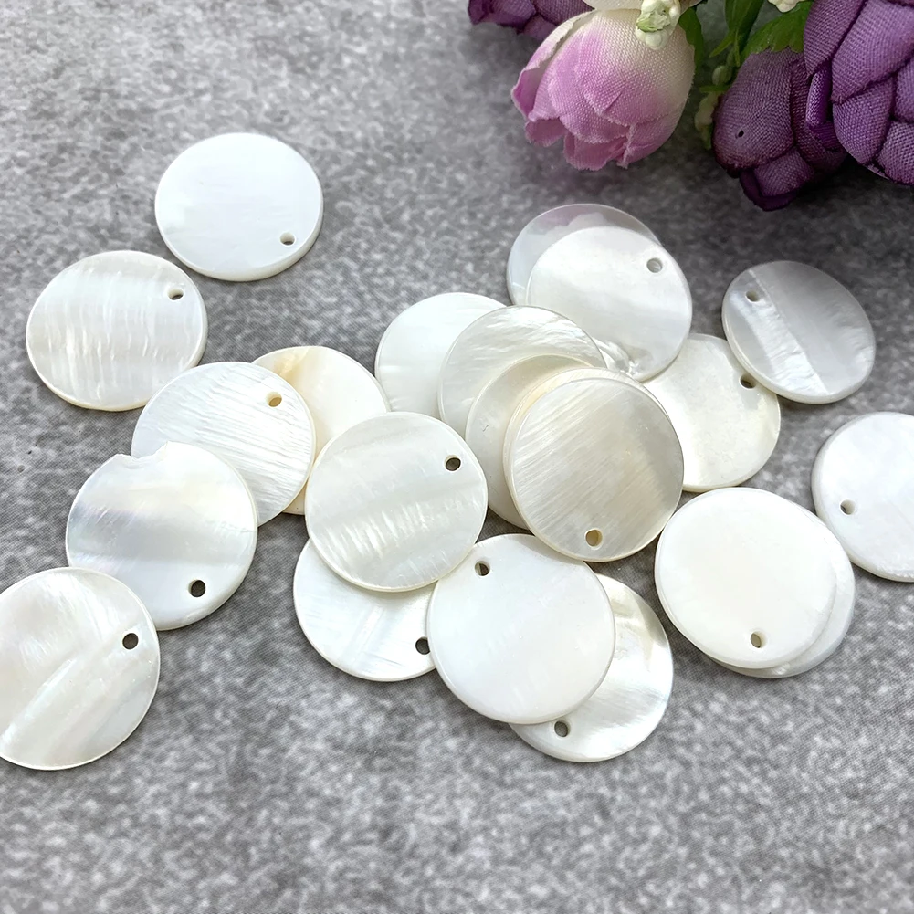 10PCS Natural Shell Round Pendant for DIY Handmade Earring Jewelry Making Mother of Pearl Charms Findings Accessories Parts