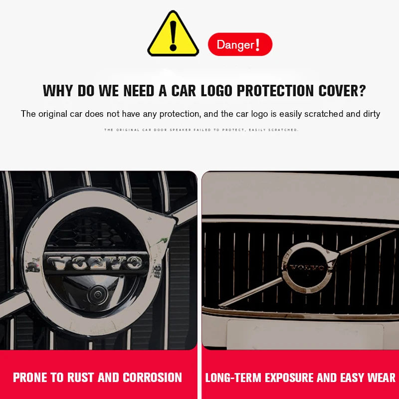 Car Logo Protection Guard Exterior Dustproof Waterproof Car Logo Protective Cover for Volvo XC60 XC90 S90 V90 V60 S60 XC40