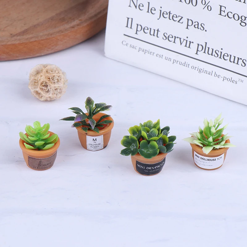 4Pcs Poppenhuis Miniatuur 1:12 Pot Diy Keuken Decora Potplanten