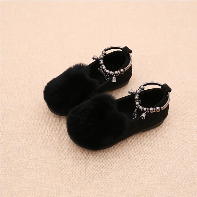 Fur Flower Bow Little Girls Dress Princess Party Shoe For Toddler Wedding Shoes Baby Kids Leather Shoe