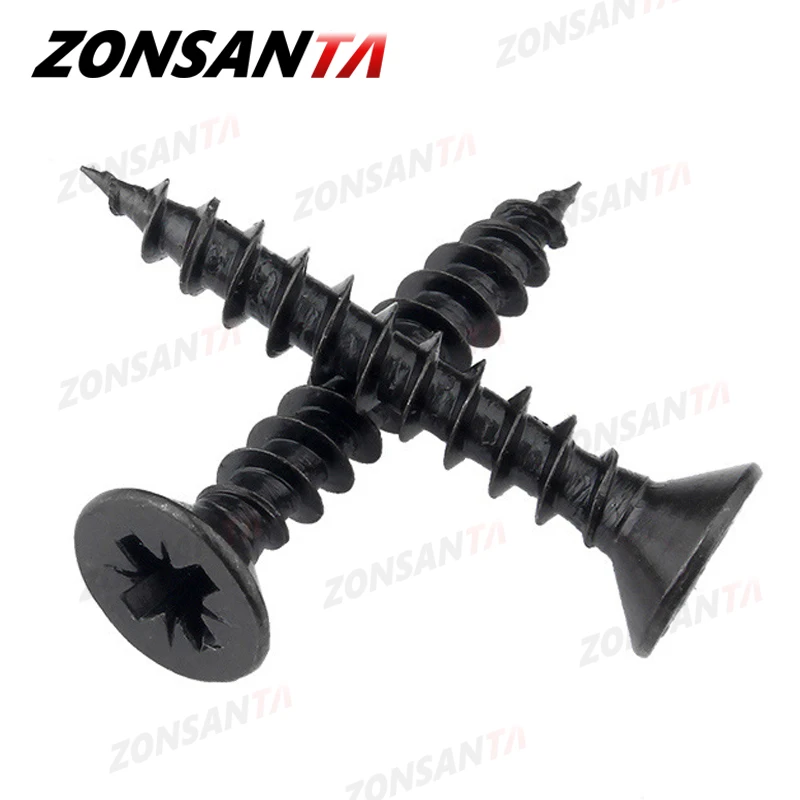 ZONSANTA 50Pcs M1.4 M1.7 M2 M2.3 M2.6 M3 M4 Carbon steel Black Cross recessed countersunk Flat head tapping screws Wood Screw