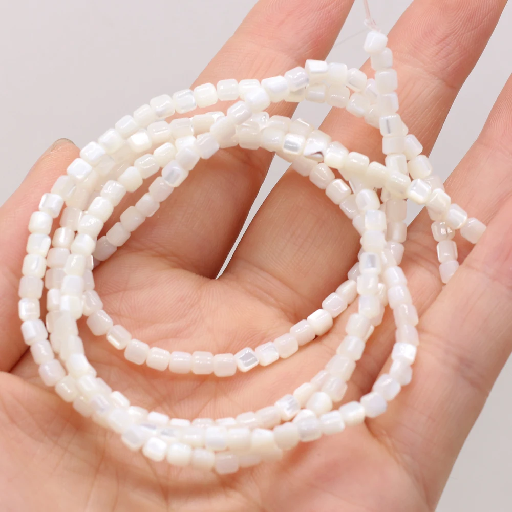 Cuentas de concha de agua dulce blancas naturales, cuentas de concha de nácar cilíndricas para fabricación de joyería de moda, pulseras y collares DIY para mujer