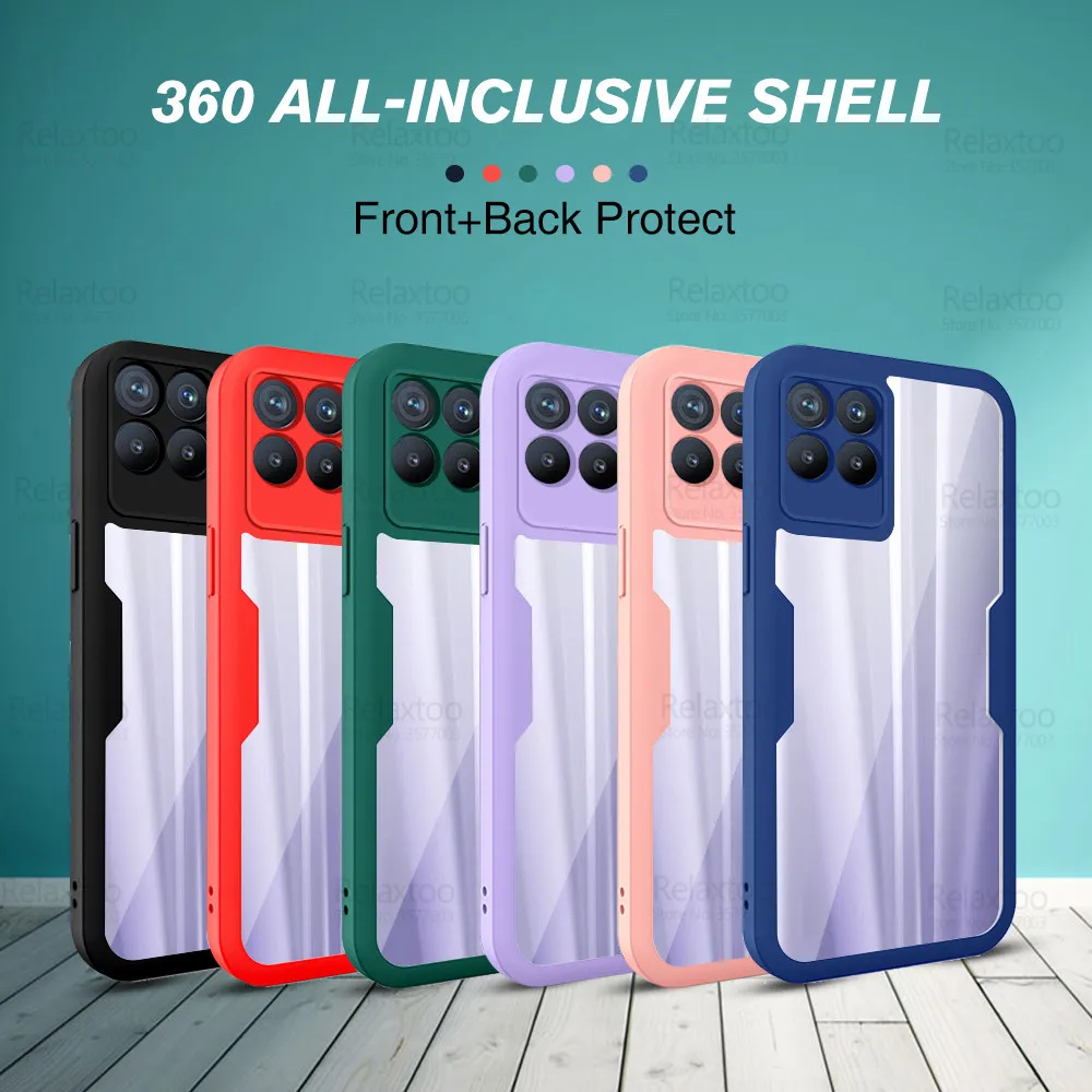 360° Front Film Acrylic Back Case For Oppo Realme 8i Realme8i Realme8 i On Realmi 8 Pro 8Pro Camera Protection Clear Cover Coque