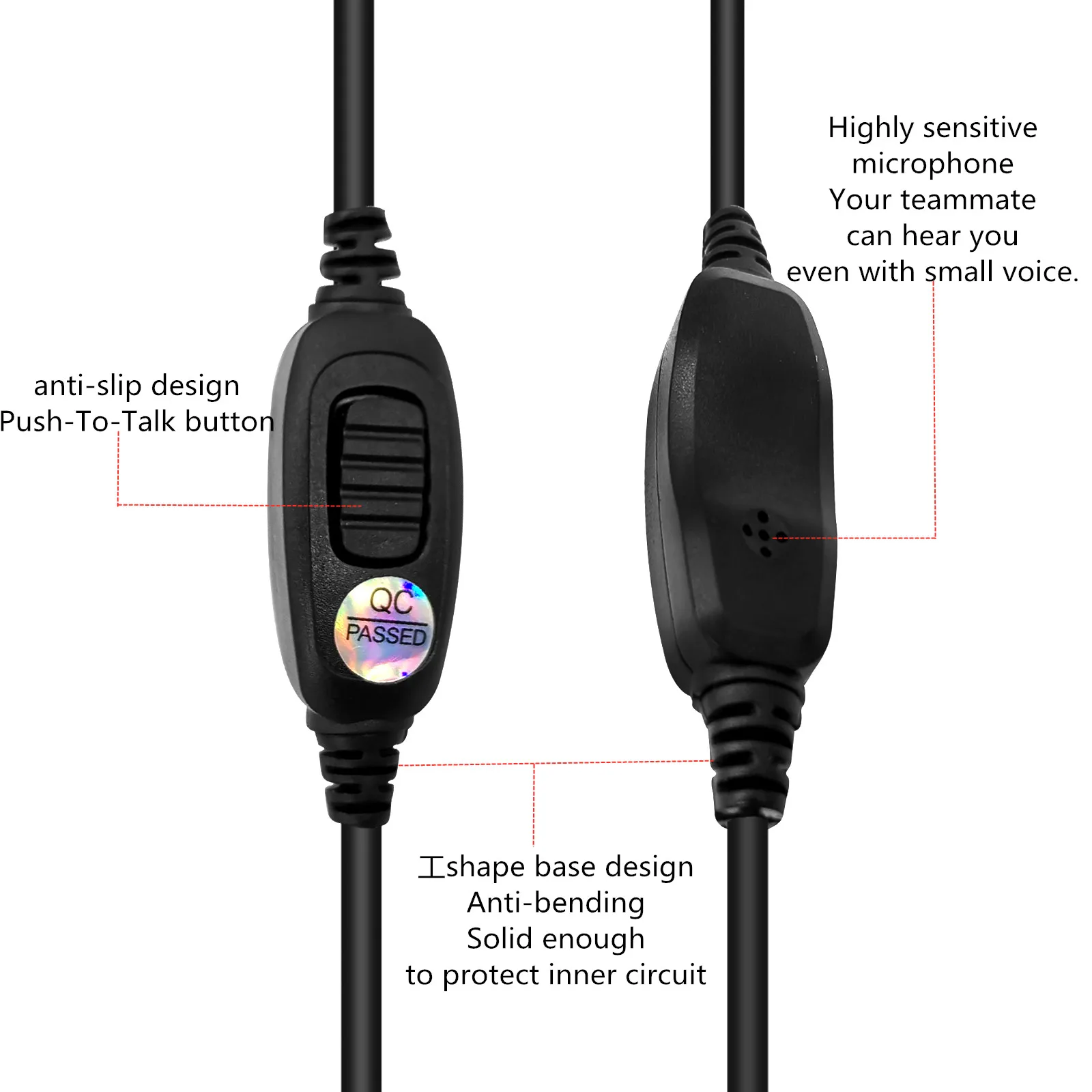 Two Way Radio G Shape Clip-Ear Headset, Earpiece with PTT, Compatible with Motorola T460, T600, MH230R, MS350R, MT350R