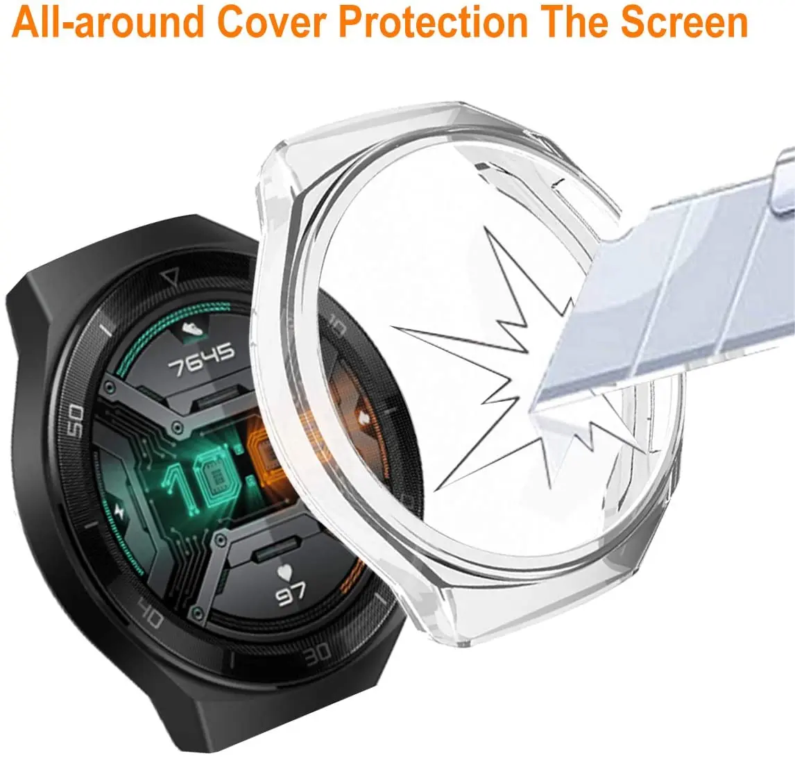 Case for Huawei Watch GT2e TPU Protective Bumper Cover Screen Protector Full Coverage Cases For Huawei Watch GT 2e Accessories