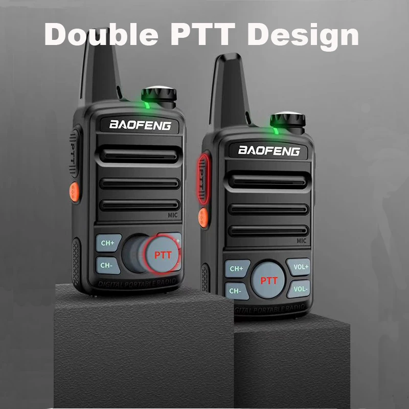 2PCS BAOFENG MINI WALKIE TALKIE UHF 400-470MHz dual PTT compact small portable two way radio BF-T99 MINI with earpiece