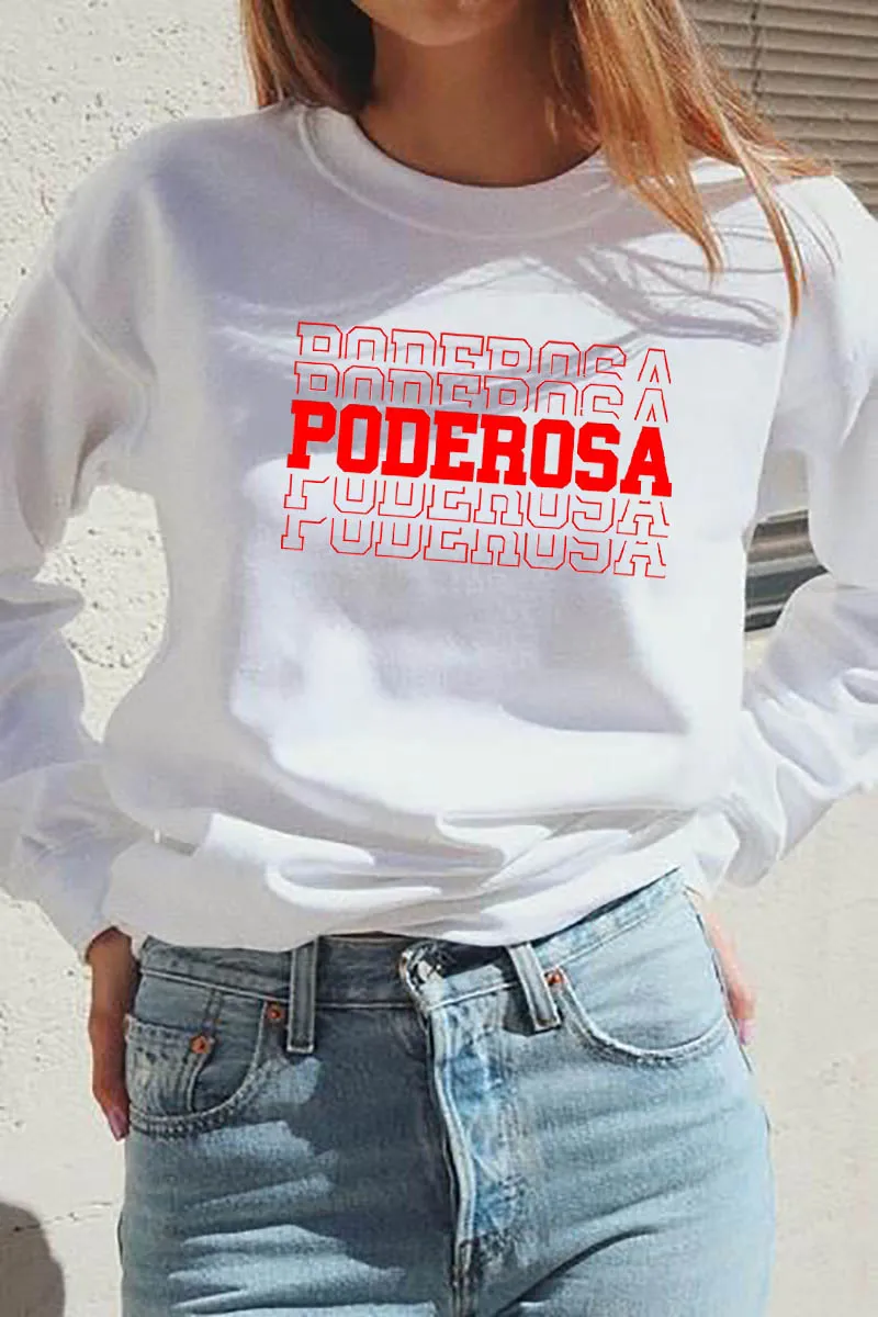 

Sweatshirt Poderosa Printed New Arrival Unisex Funny Long Sleeve Casual 100%CottonTops Spanish shirts cute latina Tops