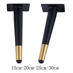 Iron Furniture Legs Black Golden for Sofa Couch Ottoman Drawers Dresser Cupboard 4-12 Inch with Mounting Plate