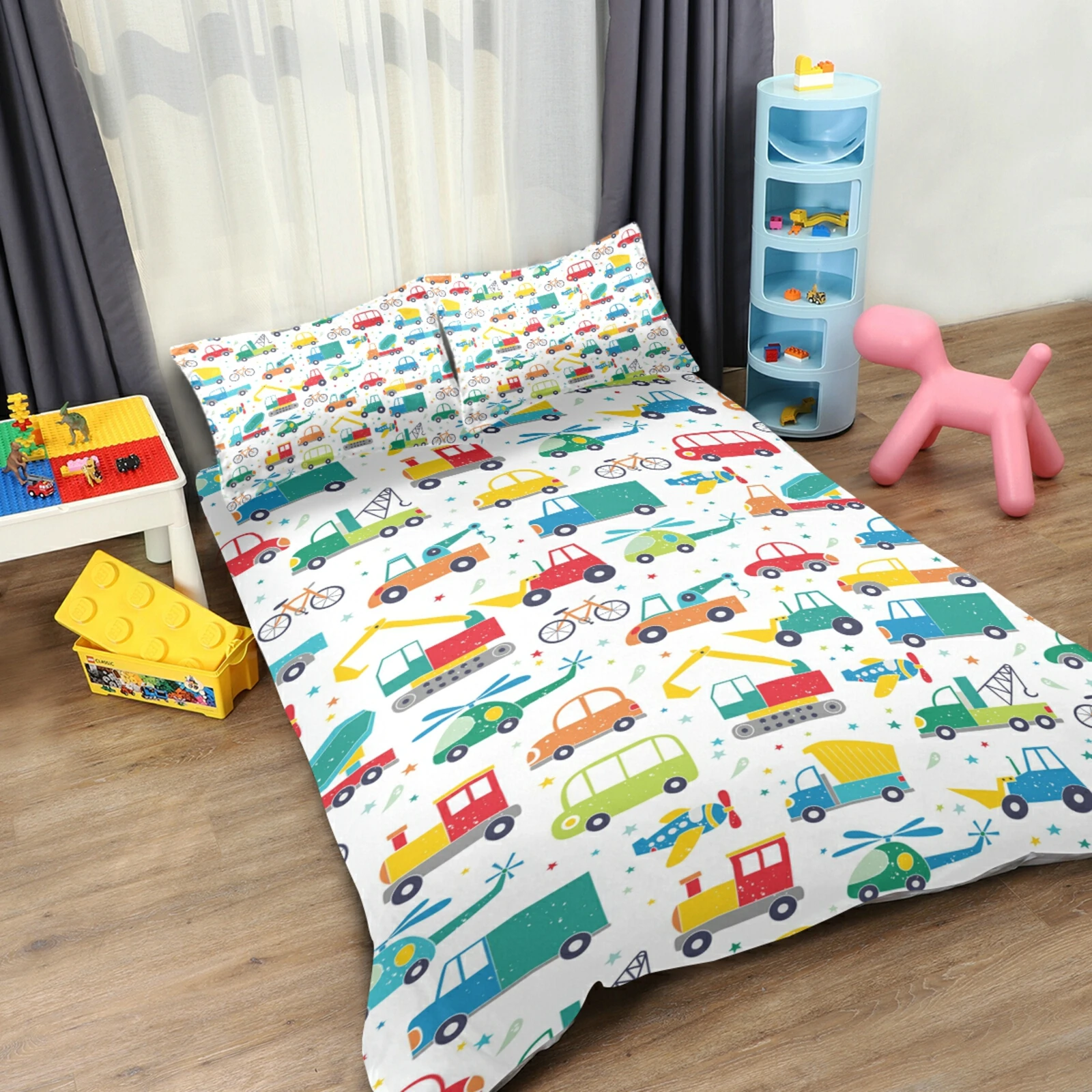 2022 New Cartoon car Printed Kids Girls Bedding Set Duvet Cover Bed Sheet Pillow Cases Twin Single Size Drop Shipping