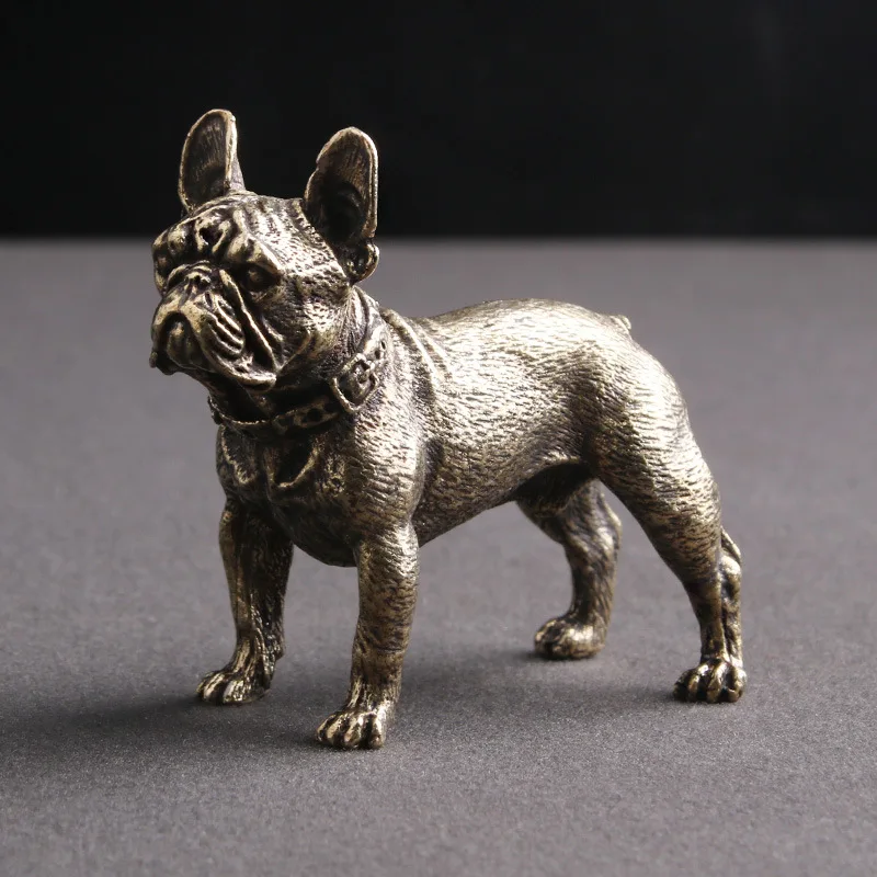 

Brass Bulldog Sculpture Statue Desktop Figurines Antique Home Office Decoration Copper Animal Dog Miniatures Ornament Tea Pet