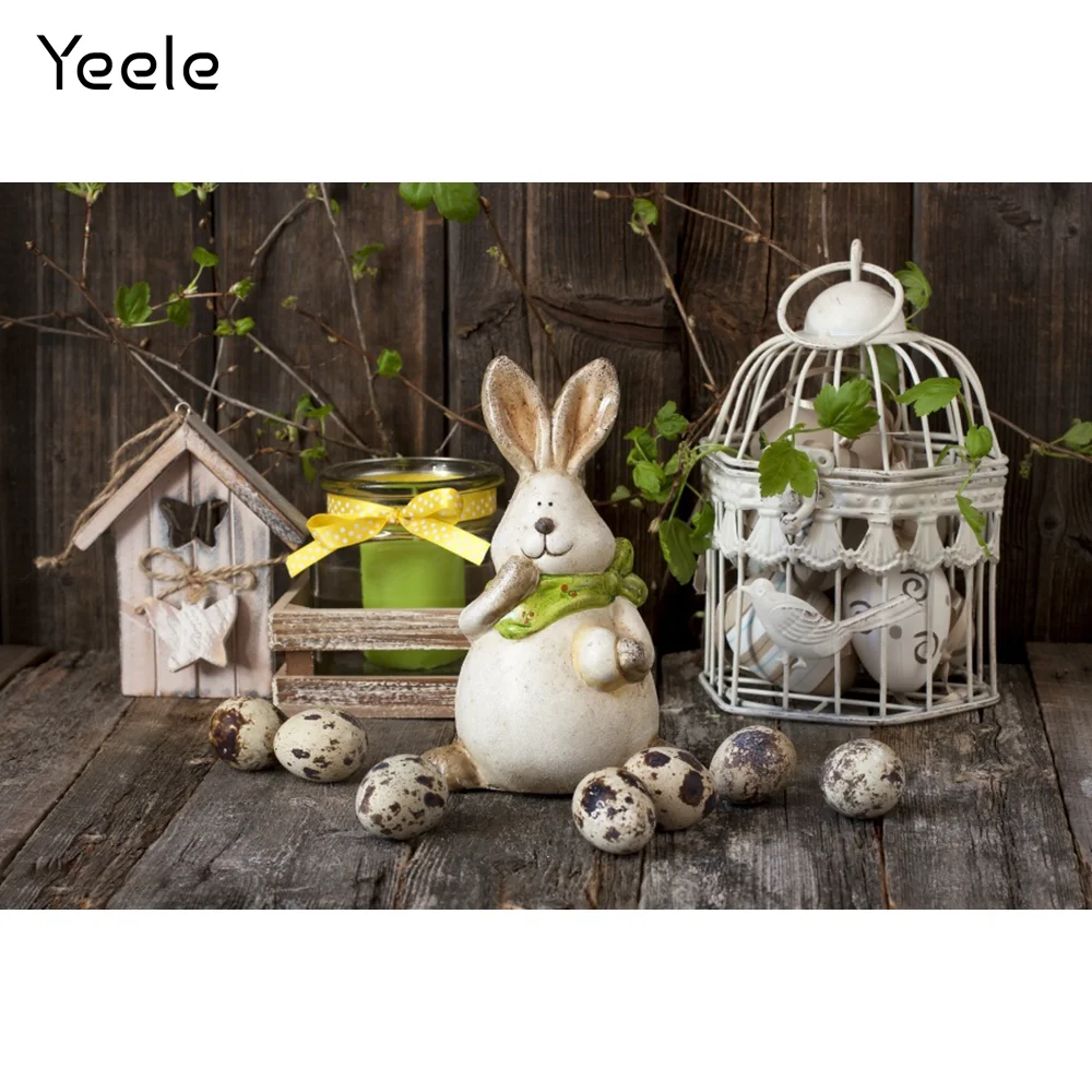 Yeele Happy Easter Eggs Photocall Rabbit Wooden Board Floor Photography Backdrop Photographic Backgrounds For Photo Studio