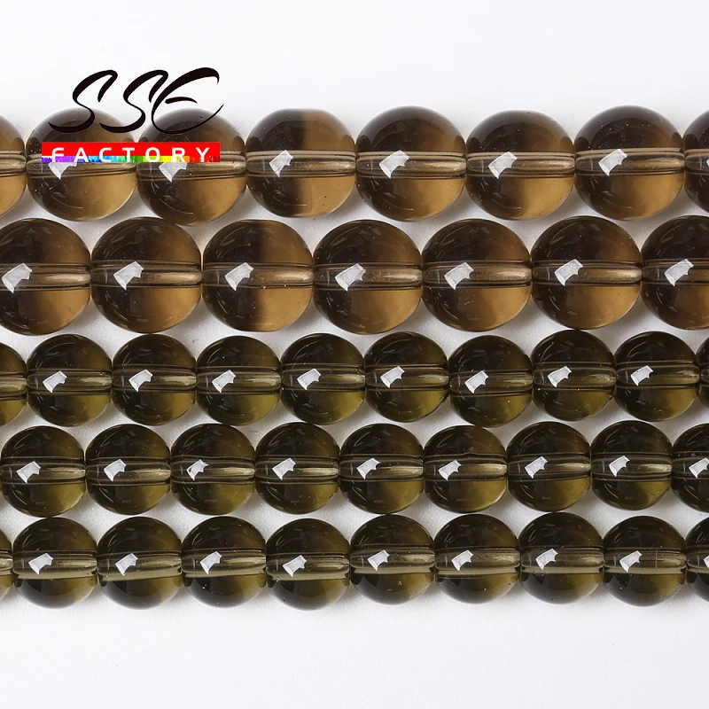 

Smooth Smokys Quartzs Crystal Glass Beads For Jewelry Making Round Spacer Beads 4 6 8 10 12 mm Diy Bracelet Necklace 15" Strand