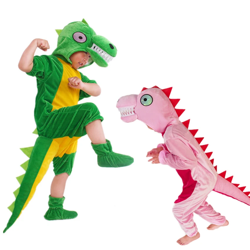 Baby Dinosaur Kigurumis Green Animal Cartoon Cosplay Costume Infant Bodysuit Boy Girl Kids Pink Flannel Comfortable Fancy Stage