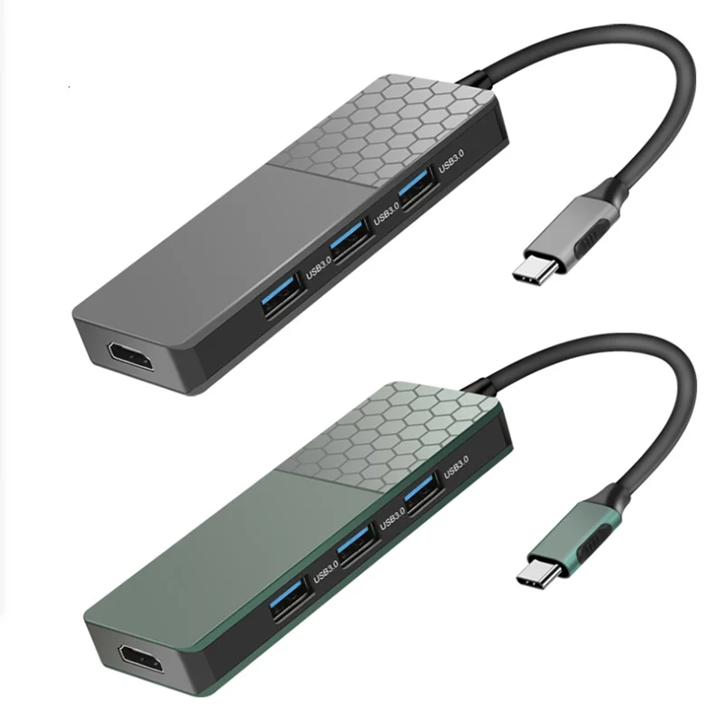 موزع USB متعدد الوظائف مع موصل من النوع C 7 في 1 مهايئ متعدد المنافذ منفذ USB 3.0 مخارج مخارج تمر بالشحن