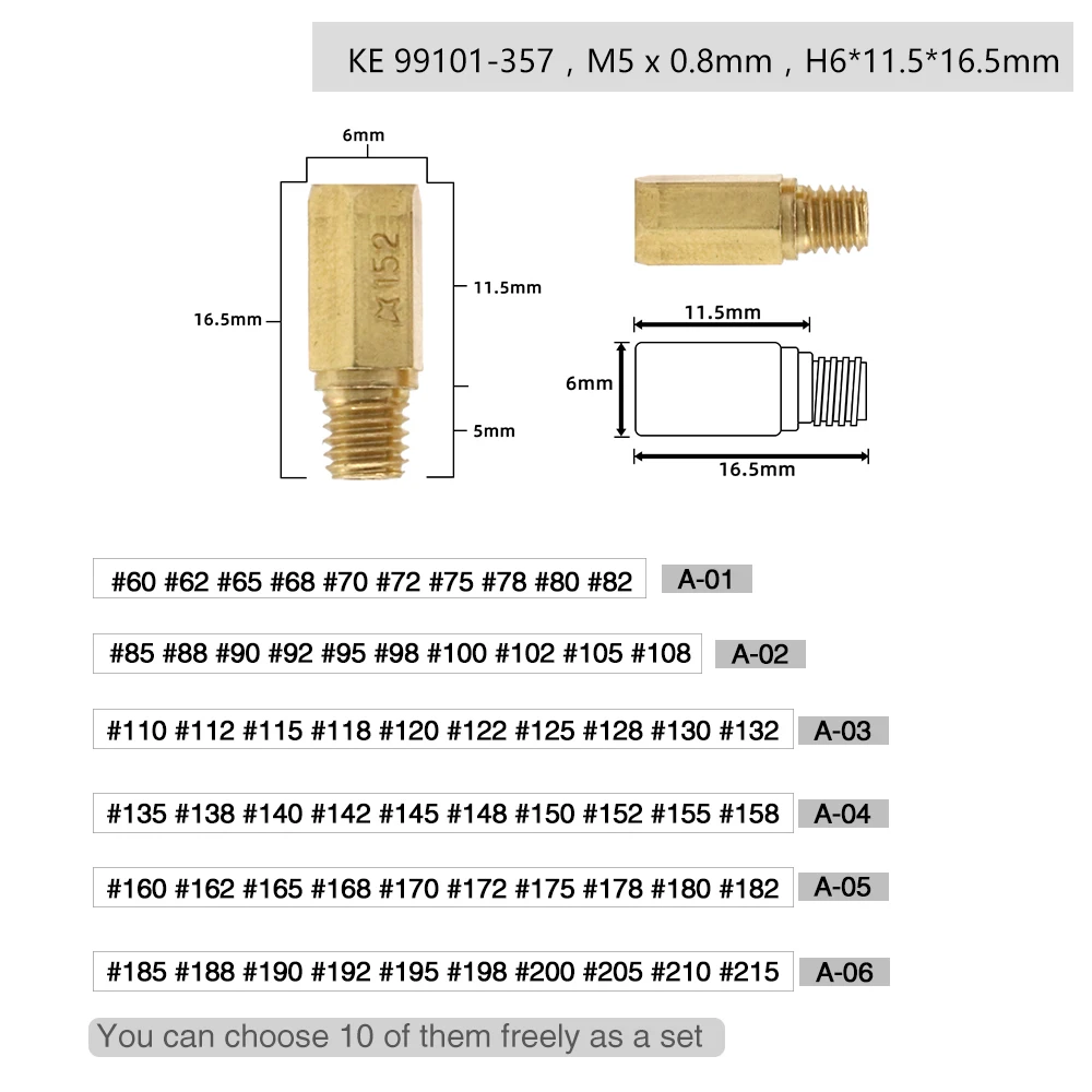 Alconstar-オートバイ用キャブレター,メインジェットとアクセサリーキット,10個,kiehin fcr用,ココクレープpwkキャブレター,ヘキサゴンモーターサイクルメインジェット