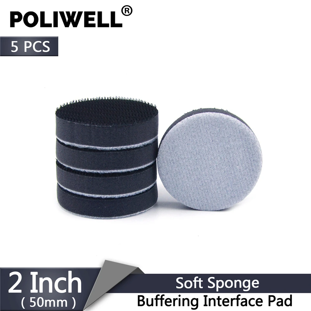 POLIWELL 5PCS 2\'\' 50mm Soft Sponge Buffering Interface Pad for Hook&Loop Sanding Pad Disc Protection Abrasive Backing Pads