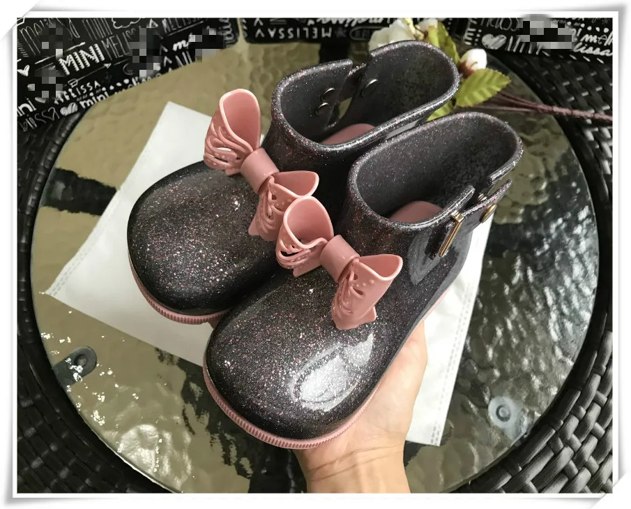 Mini Style Cute Bowtie Girl Rain Boots Ins Kids Water Shoes Baby Boots Waterproof Toddler Rain Boots 13cm-18cm HMI013