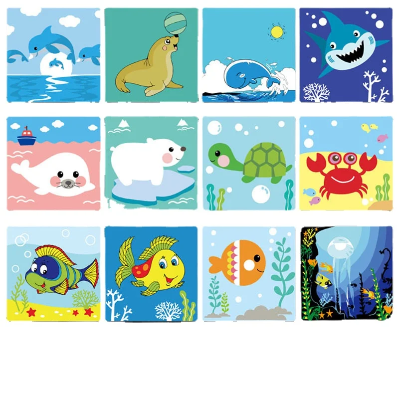 Children's drawing toys digital oil painting children diy hand-painted landscape animal preschool education 20*20cm