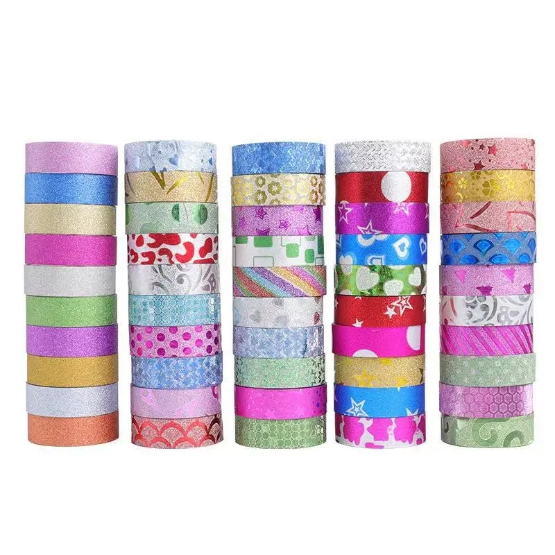 10 Pcs/lot Creative Cartoon Colorful Handwork DIY Manual Tapes Flash Decorative Sticker Tape Students Stationery Office Supplies