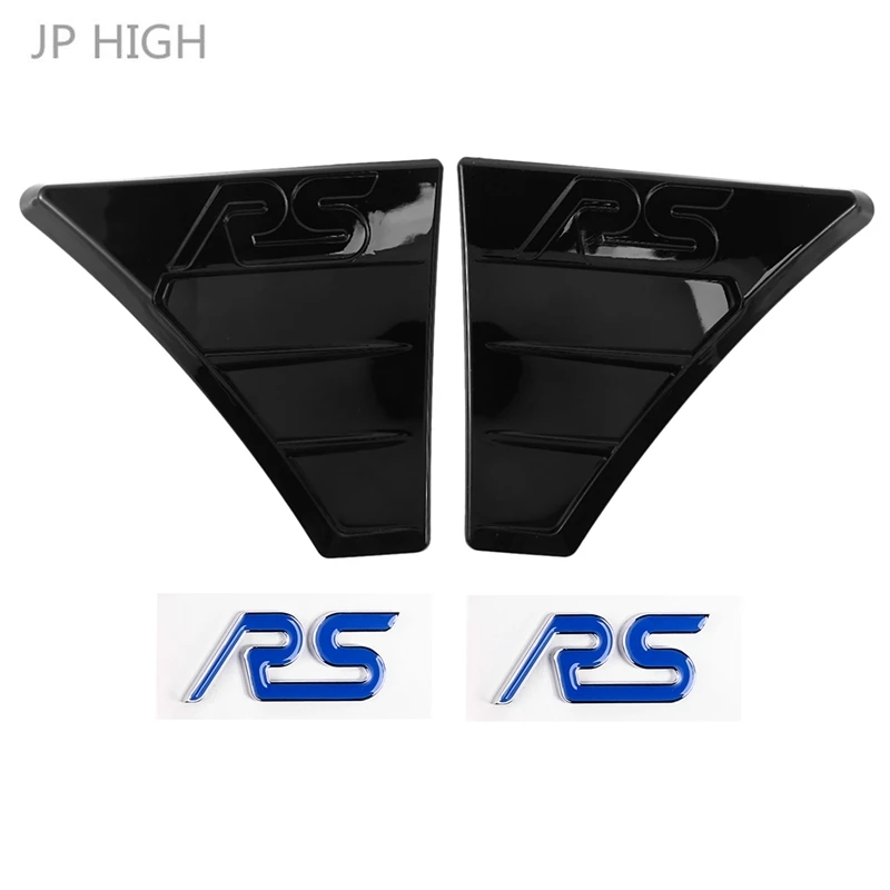 2Pcs -RS Style Bright Black Side Wing Fender Air Flow Grill Intake Vent Trim for Ford Focus MK2 Style Car