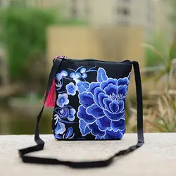 Moda donna etnica peonia min borsa a tracolla ricamo borsa a tracolla tote colore casuale migliore vendita-WT