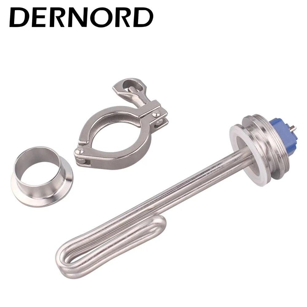 DERNORD 1.5 Inch(OD50.5mm)Tri-clamp Foldback Heating Element Stainless Steel 304 Immersion Water Heater Resistance 120V 1500W