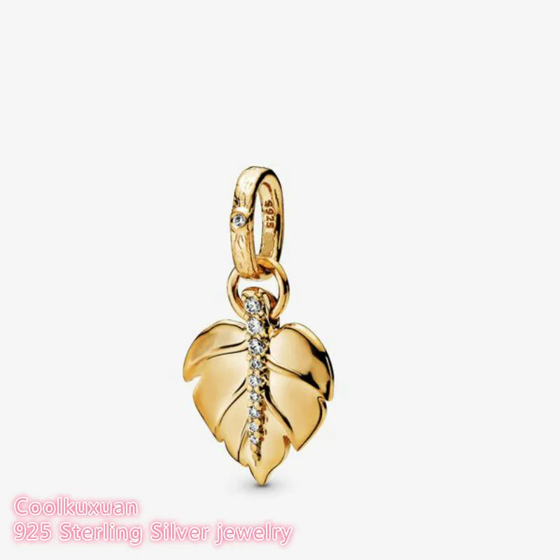 

Autumn 100% 925 Sterling Silver Shining Leaf Pendant Charm beads Fits Original Pandora bracelets Jewelry Making