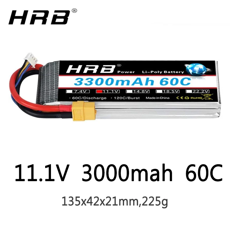 HRB 3S 11.1V 3000mah Lipo Battery 60C XT60 EC5 T Deans XT90 Connector For Car FPV Airplane Drone Boat Truck RC Parts