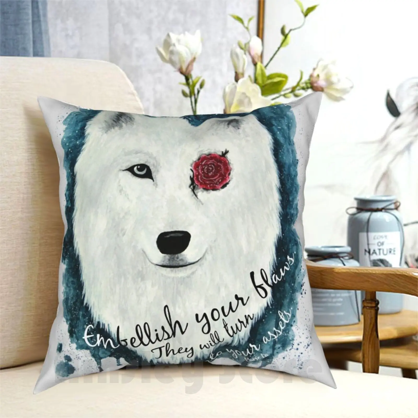 The White Wolf Pillow Case Printed Home Soft DIY Pillow cover White Wolf White Wolf Rose The Young Elites Elites Marie Lu