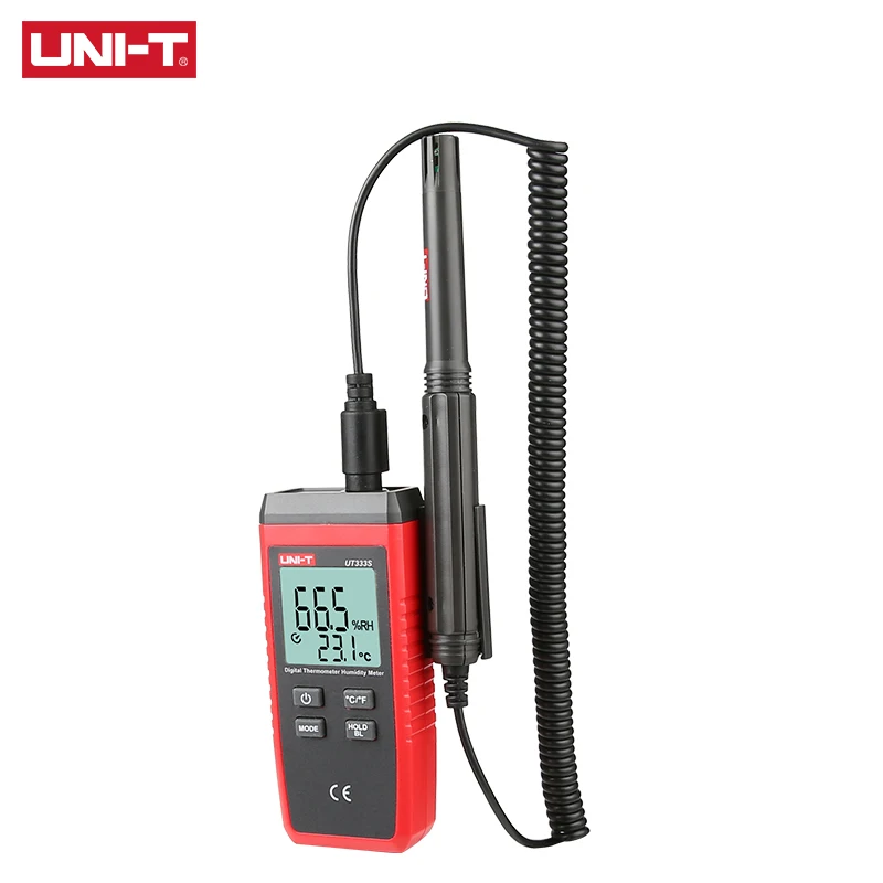 UNI-T UT333S Mini misuratore di umidità della temperatura Igrometro esterno Indicazione di sovraccarico Conversione LCD Retroilluminazione igrometro