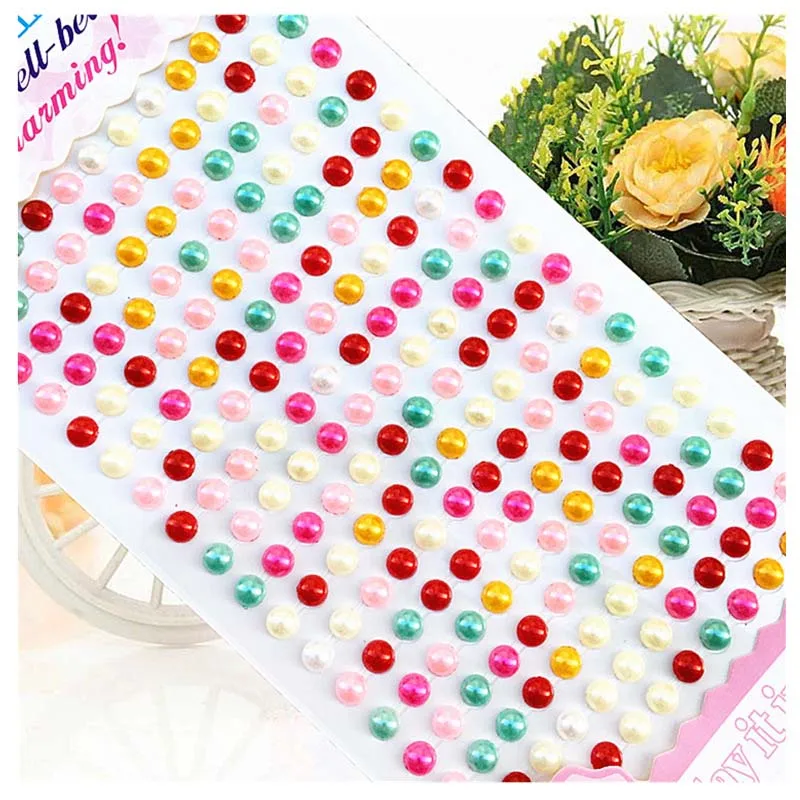 Pearls stickers 0.6x216pcs kids  toys Imitation Pearls Acrylic Self Adhesive Accessories Mobile Personalized Diamond Laptop Skin