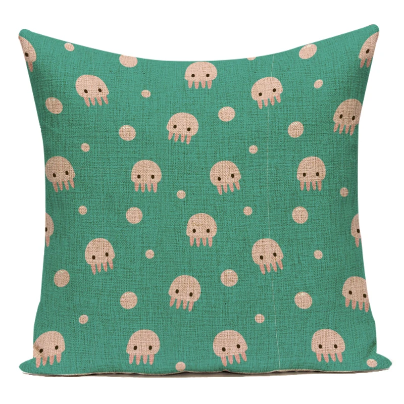Cartoon Marine Life Cushion Cover Nordic Ocean Fish Conch Shell Pillow Case Home Hotel Decor Sofa Car Throw Pillow Cases