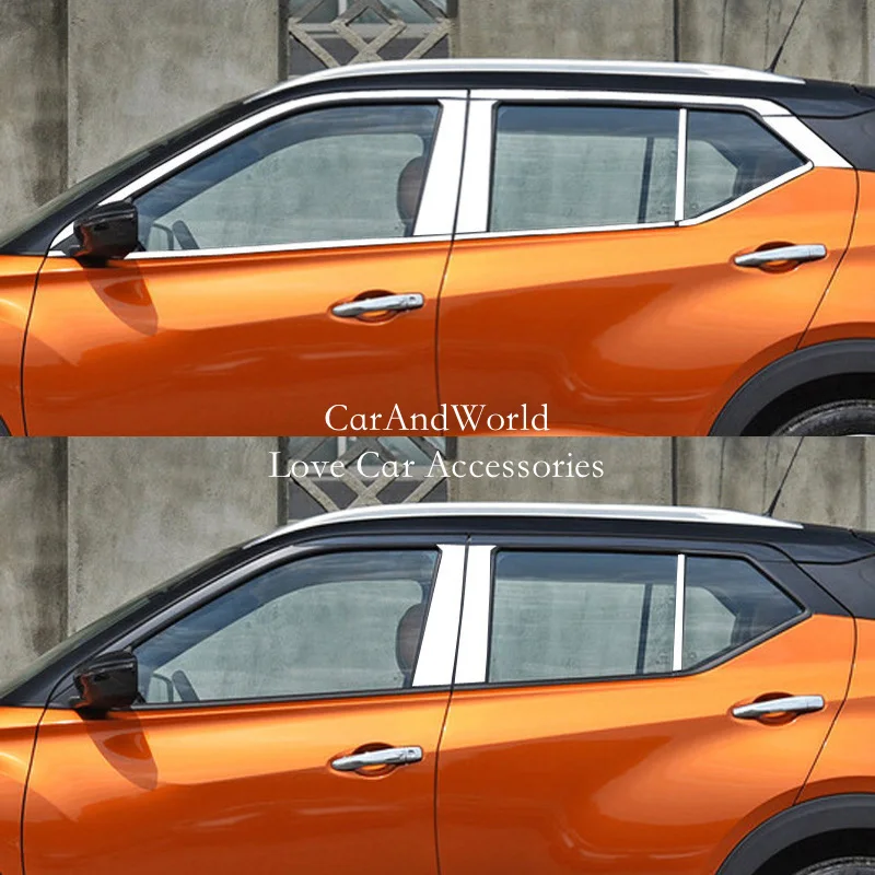 

Для Nissan Kicks 2017-2024 автомобильная оконная стойка из нержавеющей стали B/C, стопорная колонна, накладки, наклейка, внешние аксессуары