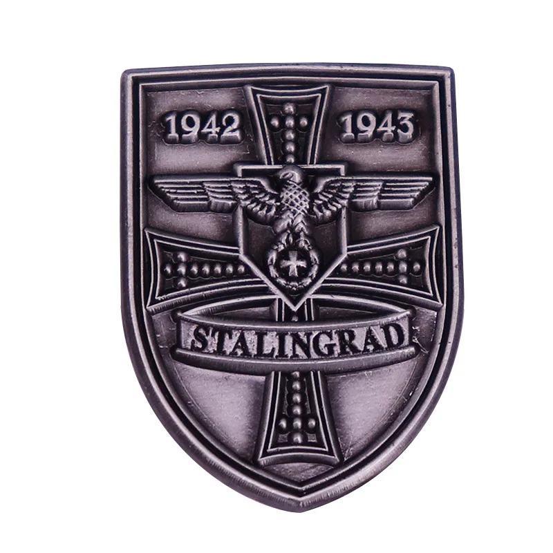 Stalingrad Battle Shield Badge  Soviet and German  Army Vintage Accessory