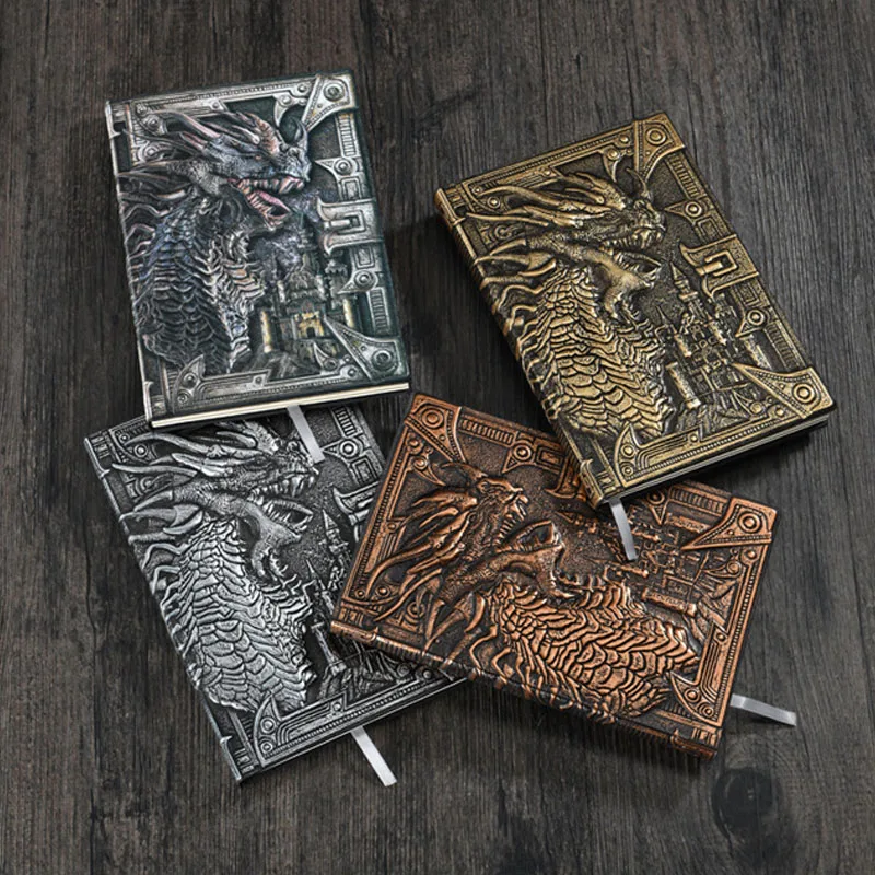 Retro PU Leather Notebook Notepad Retro Embossed Dragon Notebook Dinosaur European Notepad Travel Creative Notepad Notebook