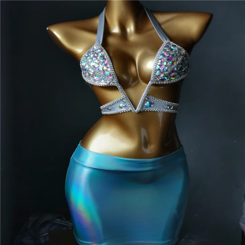 

2022 venus vacation sexy diamond Big V bikini set bling stones rhinestone bathing suit good quality swimsuit