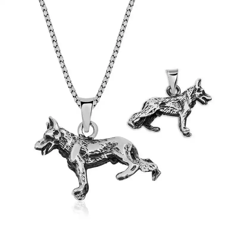 ​Silver Gray Wolf Men's Necklace 925 Sterling Men Jewelry Wedding Party Birthday Gift - Box - Pendant - Chain Choker - Man - Fashion