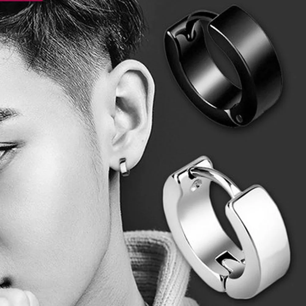 1pair Anti-allergic Titanium Steel Earring Punk Rock Stud Earrings Men Fashion Jewelry Women Small Circle Round Stud Earrings