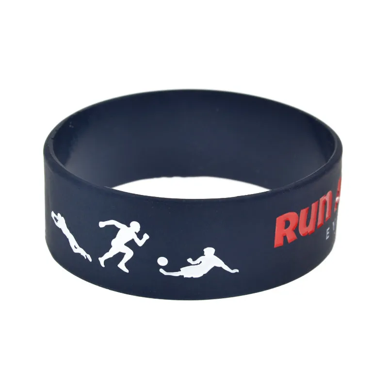 25 Stück Run and Play Silikonkautschuk-Armband, 2,5 cm breit, Sport-Geschenkarmreif – Detail 6