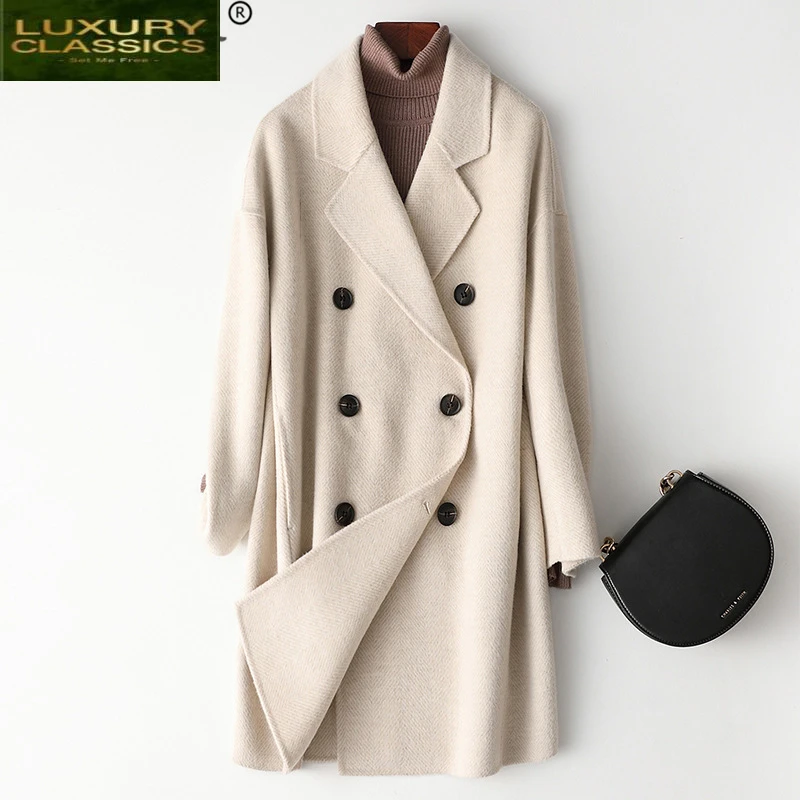 

Wool Coat Female Real Long Cashmere Jacket Women Korean Double Breasted Coats 2021 Winter Clothes Autumn Overcoat 987005
