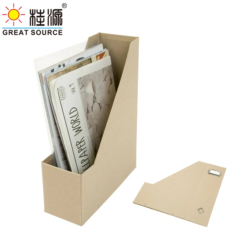 MQQ Foldaway Magazine Holder Cardboard Newspaper File Holder Desk Top Organizer Bookend Beige Wood Natural Paper （2PCS)）