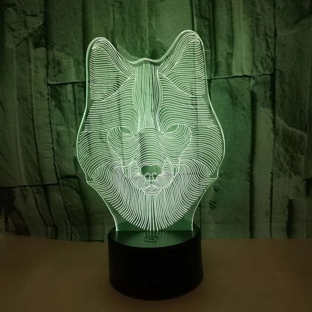 Animal Wolf 3D LED Nightlights Colorful Wolf Design Table Lamp teen wolf Illusion Battery operated Lights Bedroom Modern Decor