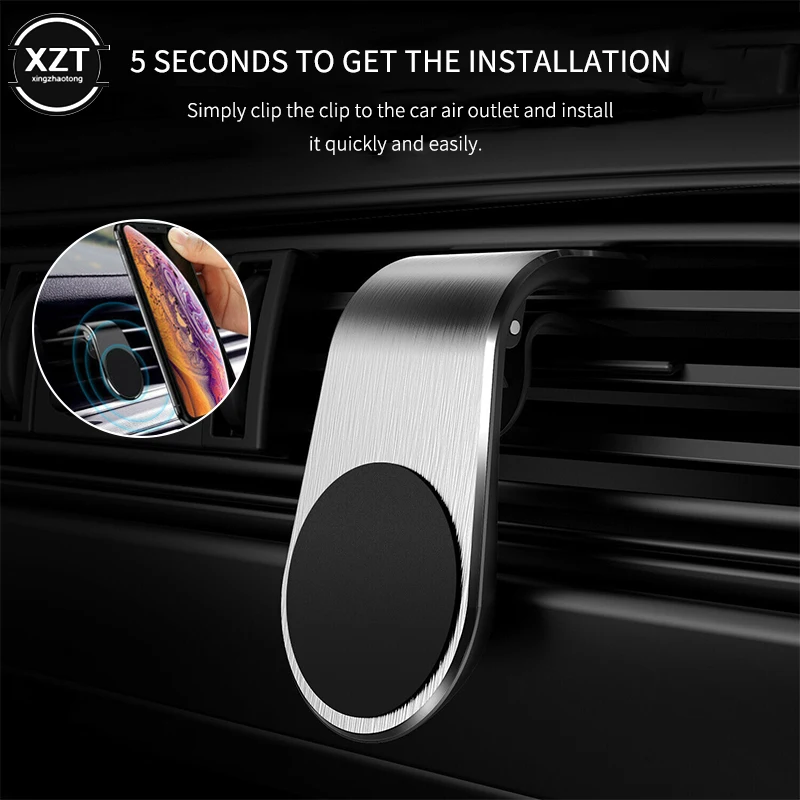 Metal Magnetic Car Phone Holder Mini Air Vent Clip Mount Magnet Mobile Stand For iPhone XS Max Xiaomi Smartphones in Car