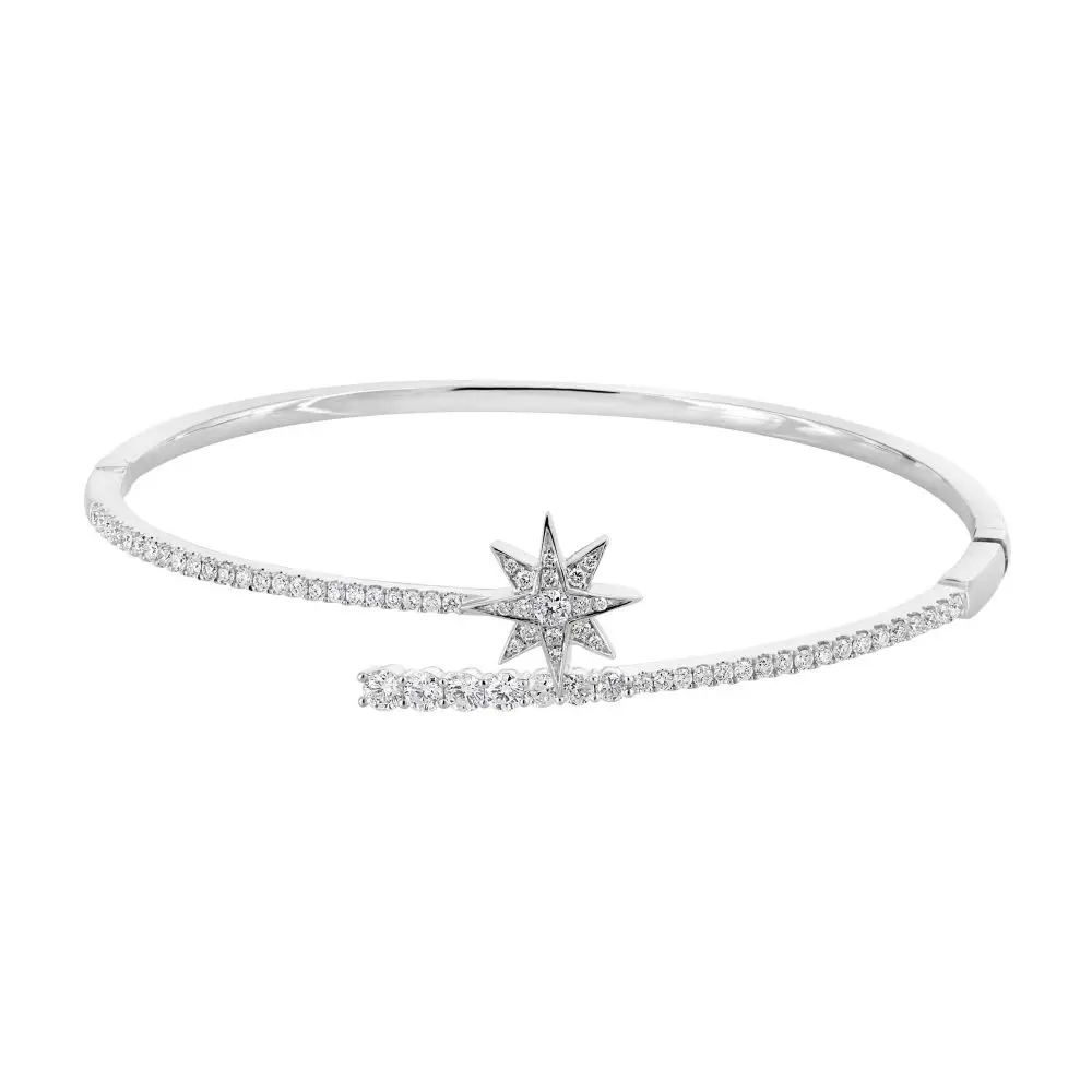 New Summer Cubic Zirconia Fashion Jewelry Adjusted Size Open CZ Shooting Star Bangle Bracelet For Women