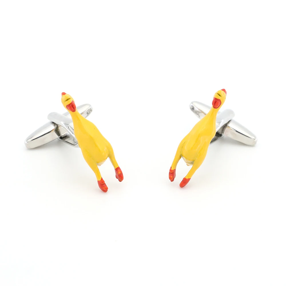 Cute Animal Design Screaming Chicken Cufflinks For Men Quality Brass Material Yellow Color Cuff Links Wholesale&retail