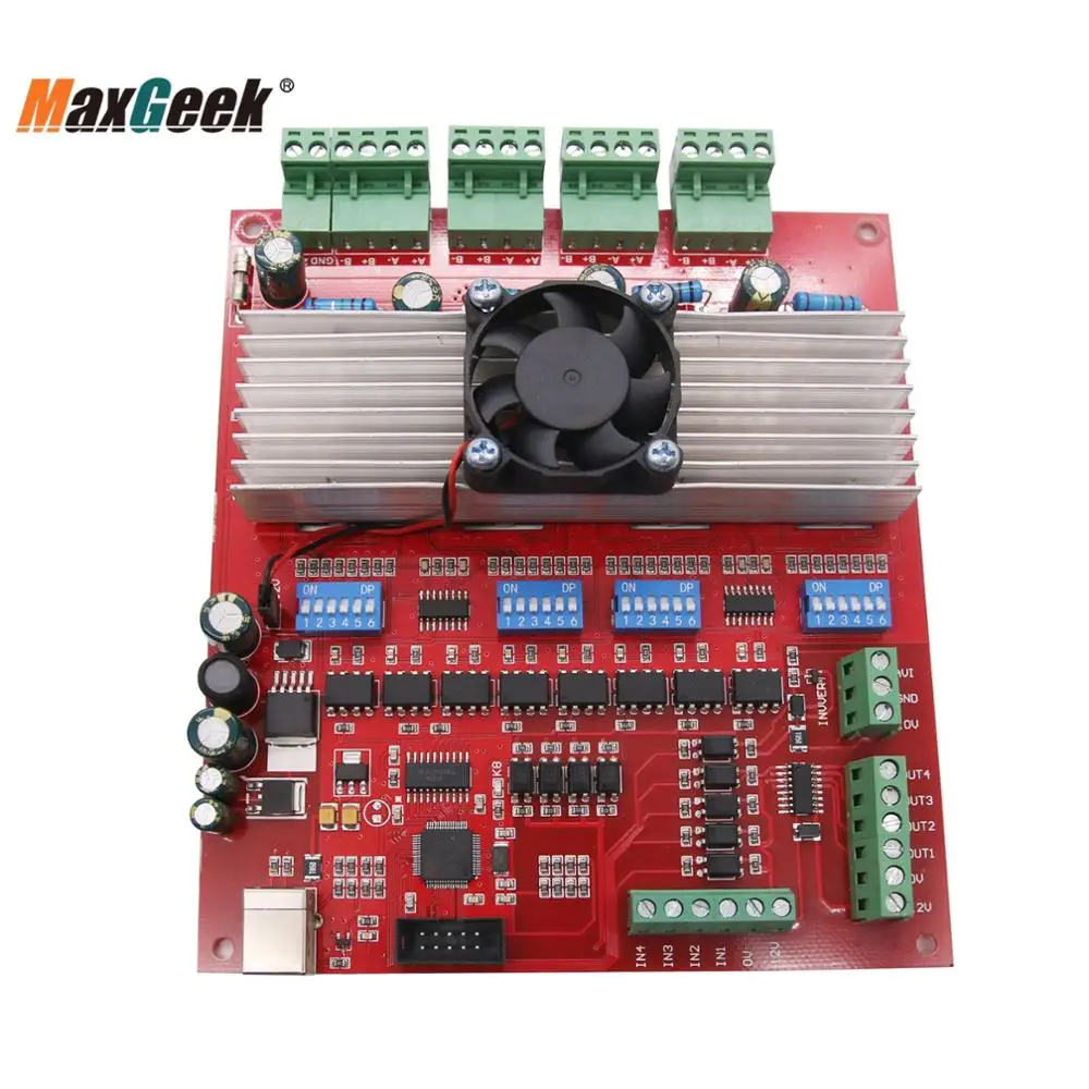 Maxgeek MACH3 CNC 4-Axis Kit (TB6560 Stepper Motor Controller + 4pcs Nema23 Stepper Motor 57 + Power Supply) for Engraving