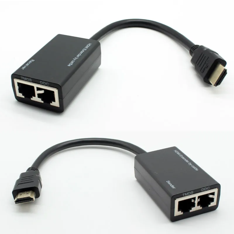 one pair HDMI Over RJ45 CAT-5e CAT-6 cable UTP LAN Ethernet Extender Repeater 1080P HDTV to 30 meters