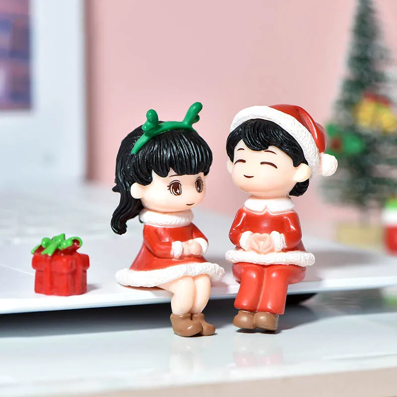 Miniature Christmas Doll Set Terrarium Accessories Mini Snowmen Gift Box Figurines Dollhouse Decor