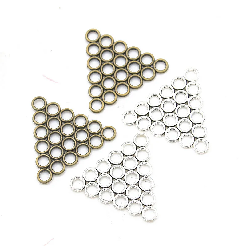 Círculos huecos de aleación de Zinc Retro, 20 piezas, 30MM, 2 colores, hacer conectores de triángulo poroso, Linker para DIY, accesorios de joyería colgante