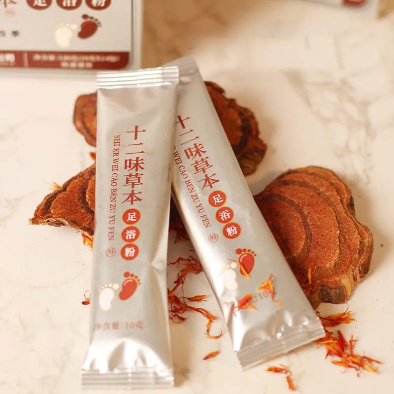 Masajeador de pies para baño, polvo de ajenjo, jengibre, 12 hierbas para remojar los pies, 10x14g